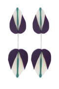 Handmade acrylic pendant necklace with reversible design in green, lilac, and teal. Adjustable cord, lightweight, and artistically bold — wearable statement art.