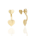 Double Pulse gold heart earrings with sculptural jacket design. Lightweight, hypoallergenic, bold yet delicate, hypoallergenic & handmade. Modern romantic statement by Dramma®
