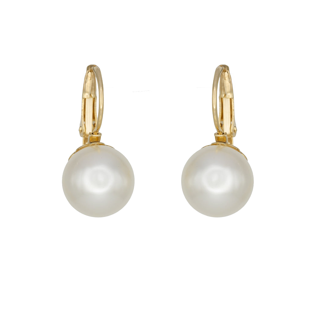 Minimalist gold leverback earrings with a glossy pearl drop. Elegant, lightweight, hypoallergenic. A classic reimagined for the modern wearer by DrammaⓇ.
