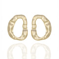 Gold-tone sculptural drop earrings with organic texture. Bold, reflective, and artfully raw by Dramma®.