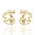 18K gold-plated sculptural earrings with versatile design. Wear as dangle or ear cuff. Lightweight, hypoallergenic, and nickel-free by Dramma®.