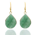 Teardrop jade-green resin earrings with gold leverback. Lightweight, hypoallergenic, and handmade in small batches. Effortless everyday elegance by DrammaⓇ.
