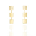 Minimalist gold dangle earrings with sculptural block design. Lightweight, architectural, and hypoallergenic — refined modern style by Dramma®.