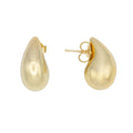 Sculptural gold teardrop earrings with smooth rounded shape. Lightweight, modern, and hypoallergenic by Dramma®.