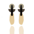 Acrylic drop earrings in ivory and black geometric contrast. Lightweight, graphic, and hypoallergenic — handmade sculptural design.Dramma®
